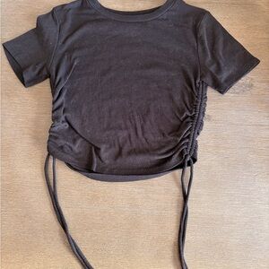 Large Zara Black Ribbed Knit Top